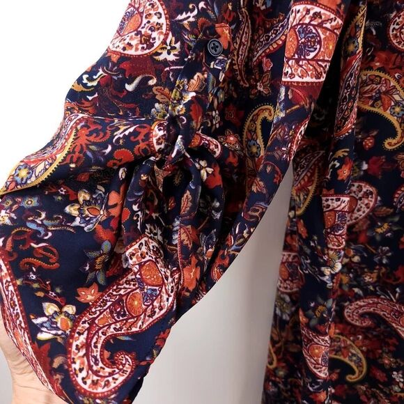 Terra & Sky Floral Paisley V-Neck Boho Blouse, Size 1X - Picture 4 of 9